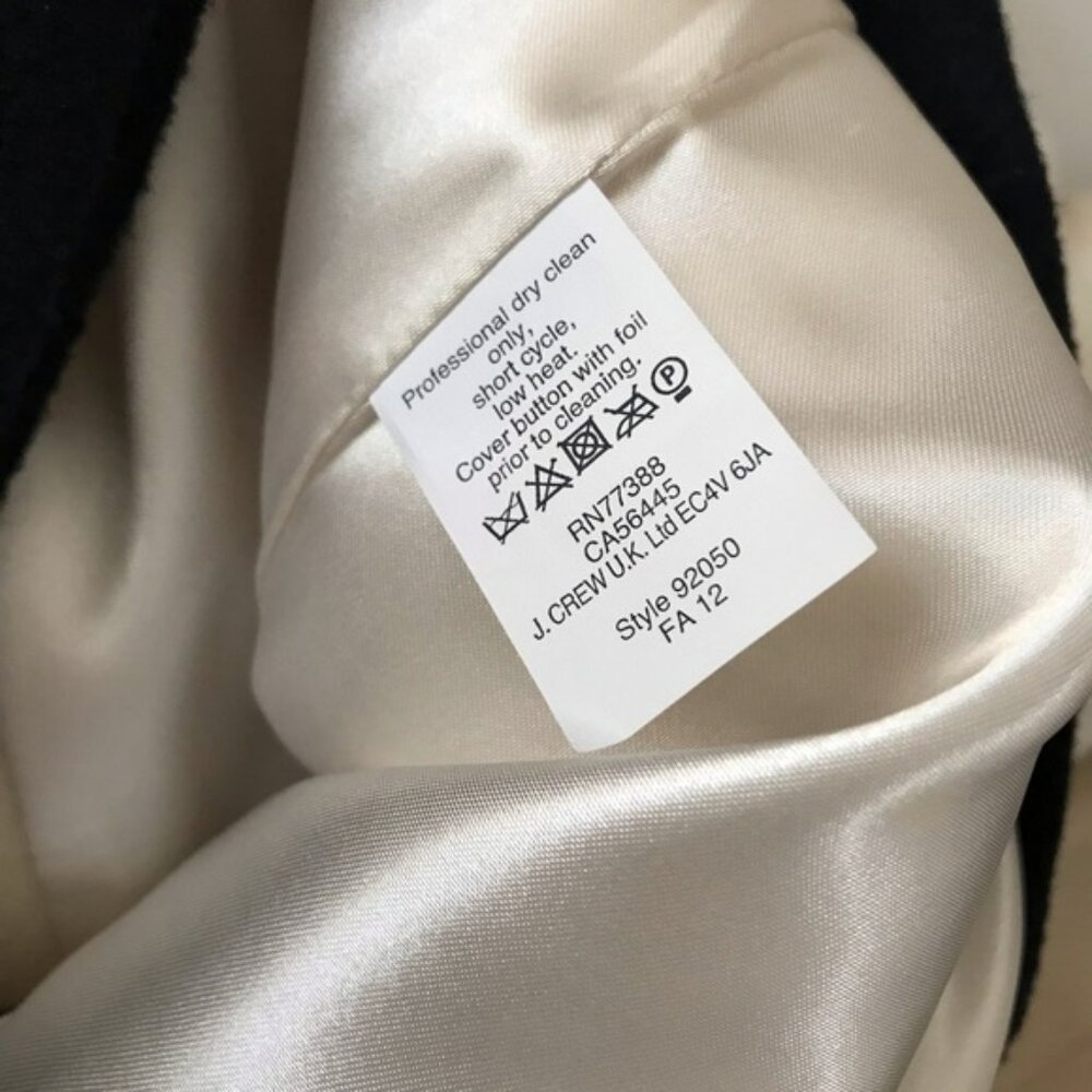 J. Crew Nello Gori Cream Black Double Breasted Wool Peacoat Jacket Blazer Size 8 - Picture 7 of 9